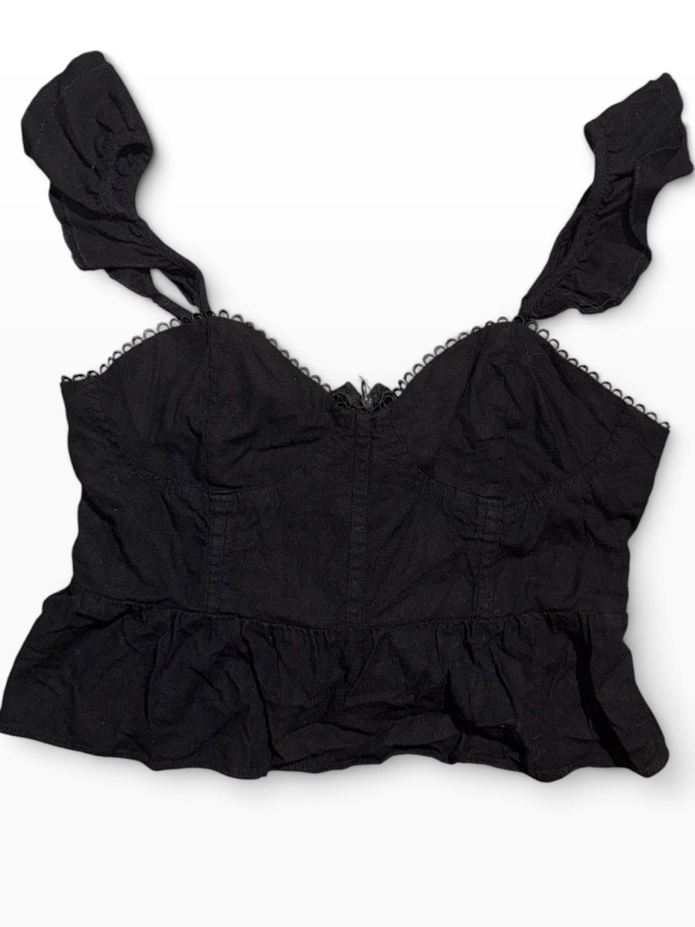 Francesca’s miami XL Dark Fairy Whimsygoth Black Ruffled Bustier Camisole Top